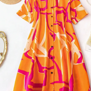Women A-line Orange Midi/Calf Length Dress