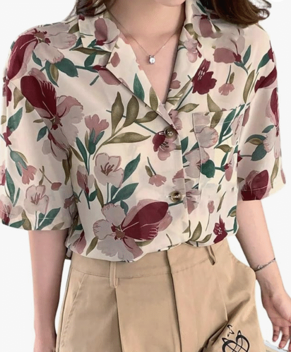 Leriya Fashion Oversized Shirt for Women – Korean Casual Short Sleeve Loose Fit Top | Plus Size Summer Wear for Girls & Women